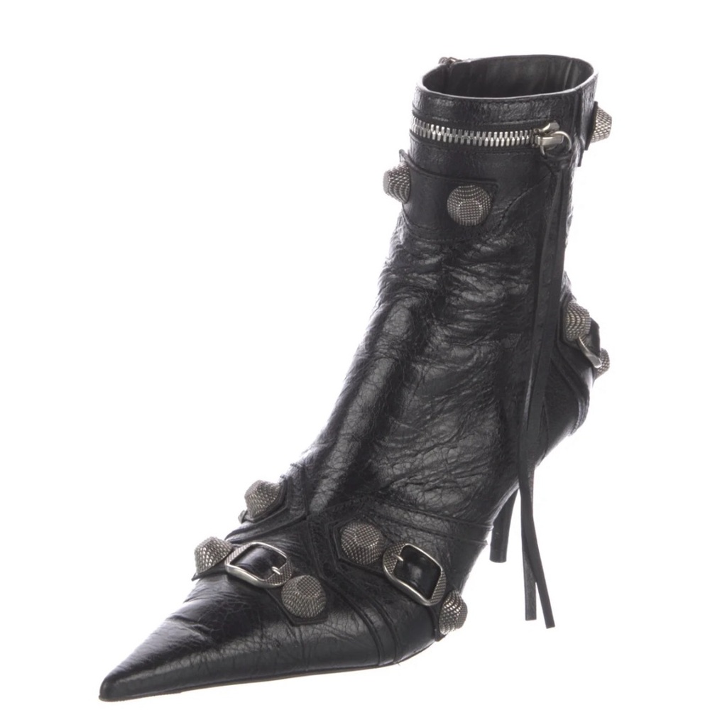 BALENCIAGA Cagole Ankle Booties, Black/Aged Nickel, Size 36 - Picture 4 of 6